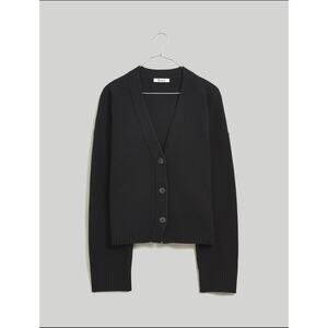 Madewell Black Wool Blend V-Neck Slim Fit Button Front Cardigan Sweater Size XXS